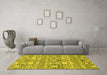 Machine Washable Abstract Yellow Modern Rug in a Living Room, wshabs2703yw