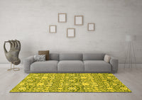 Machine Washable Abstract Yellow Modern Rug, wshabs2703yw