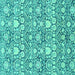 Square Abstract Turquoise Modern Rug, abs2703turq