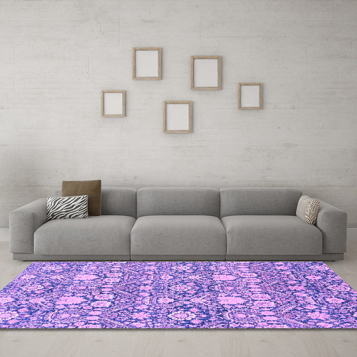 Machine Washable Abstract Purple Modern Area Rugs in a Living Room, wshabs2703pur