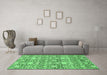 Machine Washable Abstract Emerald Green Modern Area Rugs in a Living Room,, wshabs2703emgrn