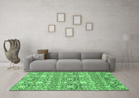 Machine Washable Abstract Emerald Green Modern Rug, wshabs2703emgrn