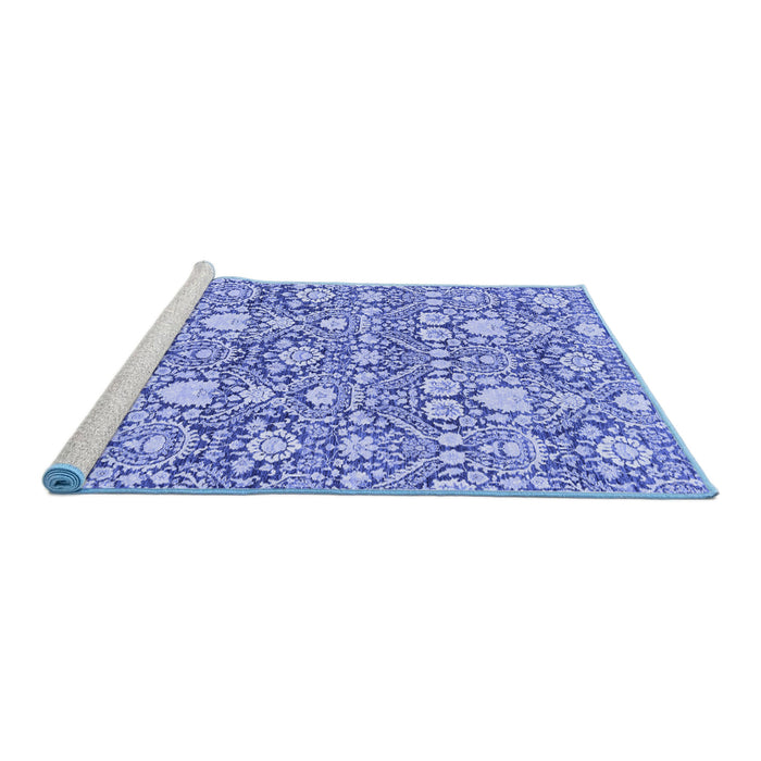 Sideview of Machine Washable Abstract Blue Modern Rug, wshabs2703blu