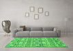 Machine Washable Abstract Green Modern Area Rugs in a Living Room,, wshabs2703grn