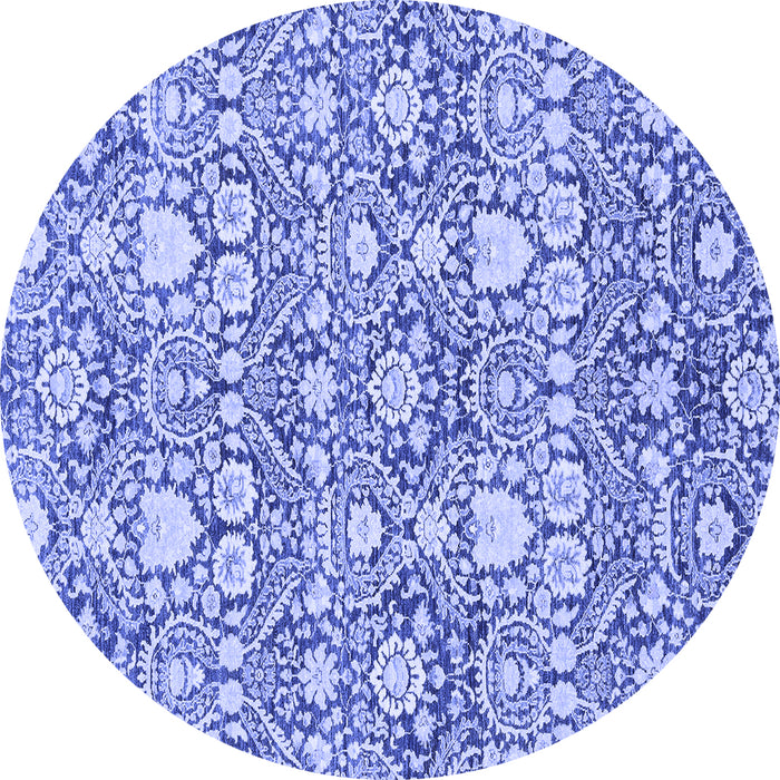 Round Abstract Blue Modern Rug, abs2703blu