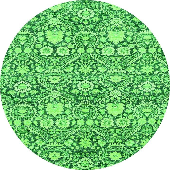 Round Abstract Green Modern Rug, abs2703grn