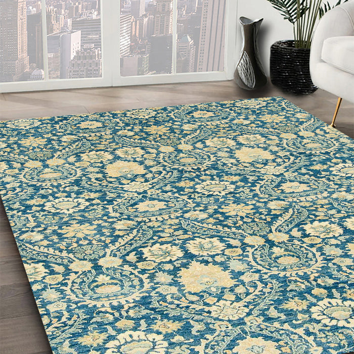 Abstract Tan Brown Modern Rug in Family Room, abs2703