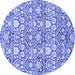 Round Machine Washable Abstract Blue Modern Rug, wshabs2703blu