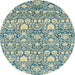 Round Abstract Tan Brown Modern Rug, abs2703