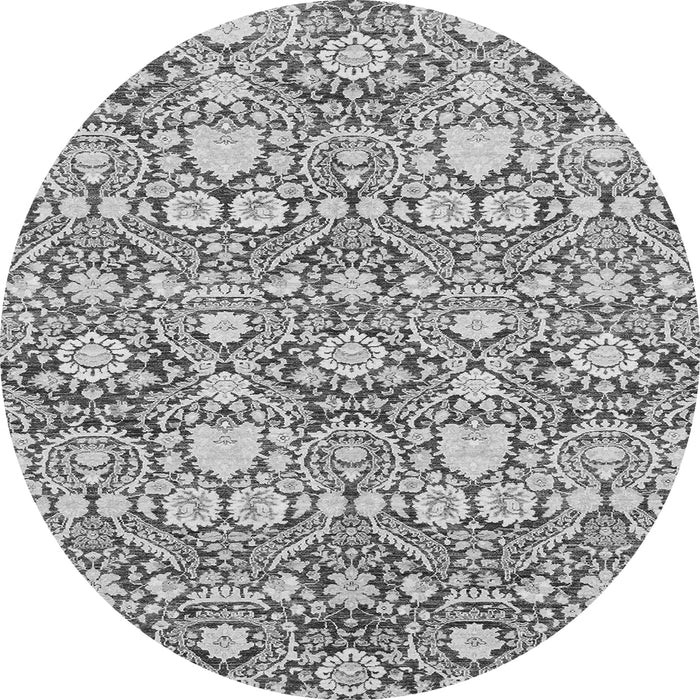 Round Machine Washable Abstract Gray Modern Rug, wshabs2703gry