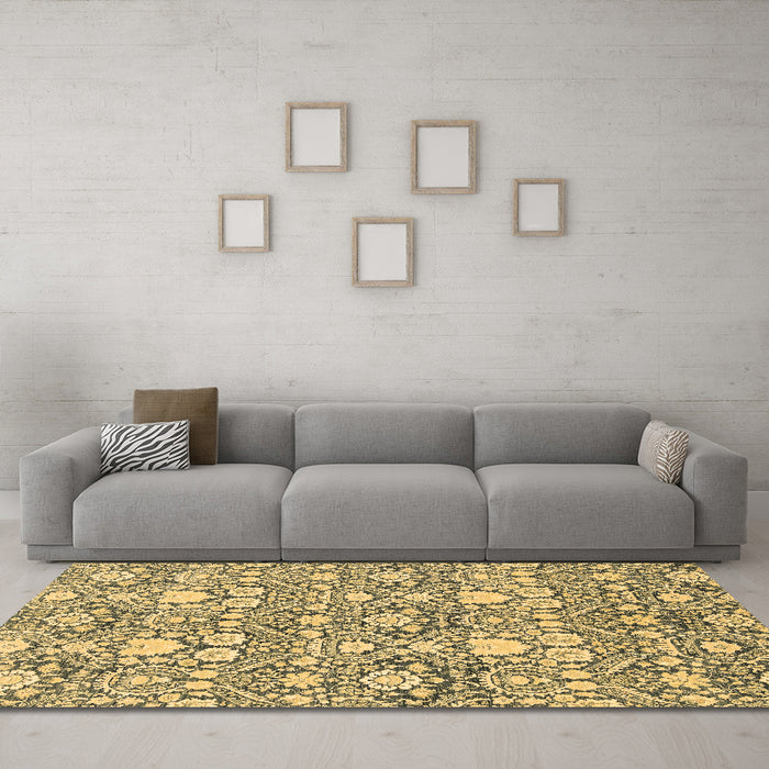 Machine Washable Abstract Brown Modern Rug in a Living Room,, wshabs2703brn