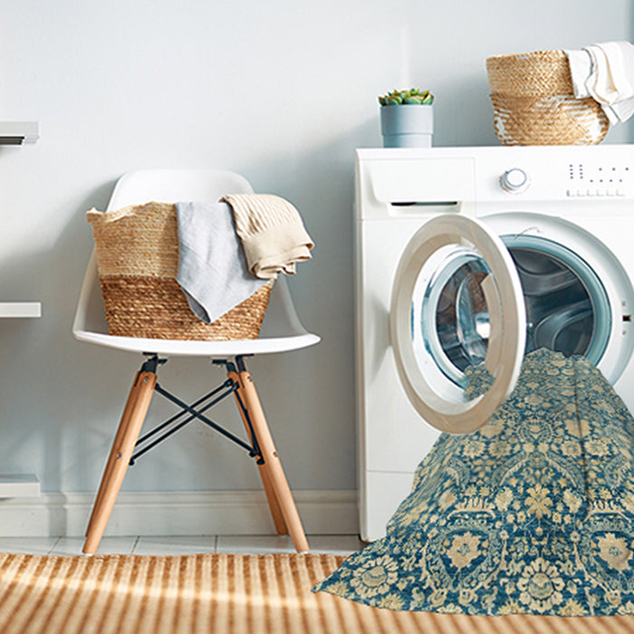 Machine Washable Abstract Tan Brown Rug in a Washing Machine, wshabs2703