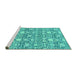 Sideview of Machine Washable Abstract Turquoise Modern Area Rugs, wshabs2703turq