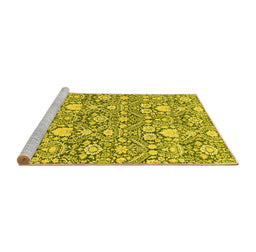 Sideview of Machine Washable Abstract Yellow Modern Rug, wshabs2703yw
