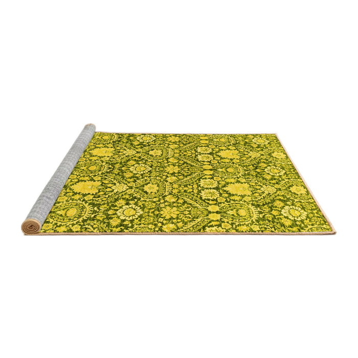 Sideview of Machine Washable Abstract Yellow Modern Rug, wshabs2703yw