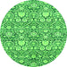 Round Machine Washable Abstract Green Modern Area Rugs, wshabs2703grn