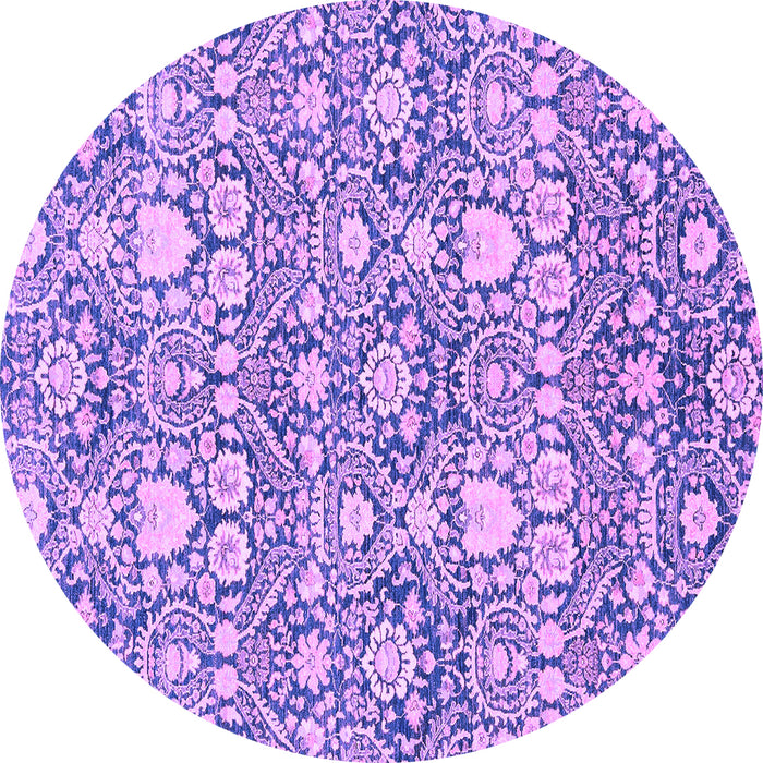 Round Machine Washable Abstract Purple Modern Area Rugs, wshabs2703pur