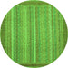 Round Machine Washable Abstract Green Modern Area Rugs, wshabs2704grn