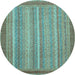 Round Abstract Light Blue Modern Rug, abs2704lblu