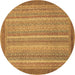 Round Abstract Brown Modern Rug, abs2704brn