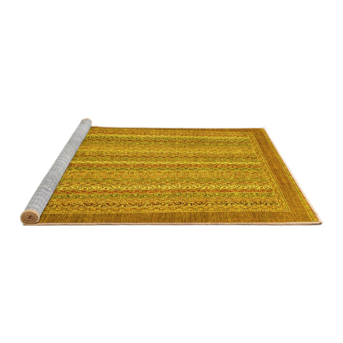Sideview of Machine Washable Abstract Yellow Modern Rug, wshabs2704yw