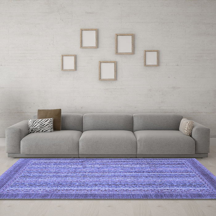 Machine Washable Abstract Blue Modern Rug in a Living Room, wshabs2704blu