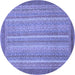 Round Machine Washable Abstract Blue Modern Rug, wshabs2704blu