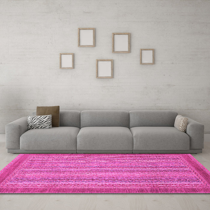 Machine Washable Abstract Pink Modern Rug in a Living Room, wshabs2704pnk