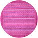 Round Machine Washable Abstract Pink Modern Rug, wshabs2704pnk