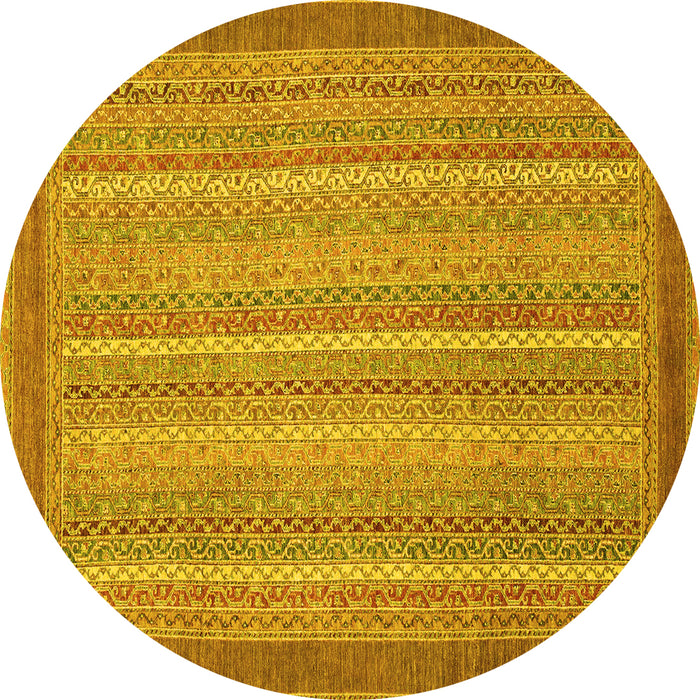 Round Abstract Yellow Modern Rug, abs2704yw