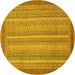 Round Abstract Yellow Modern Rug, abs2704yw