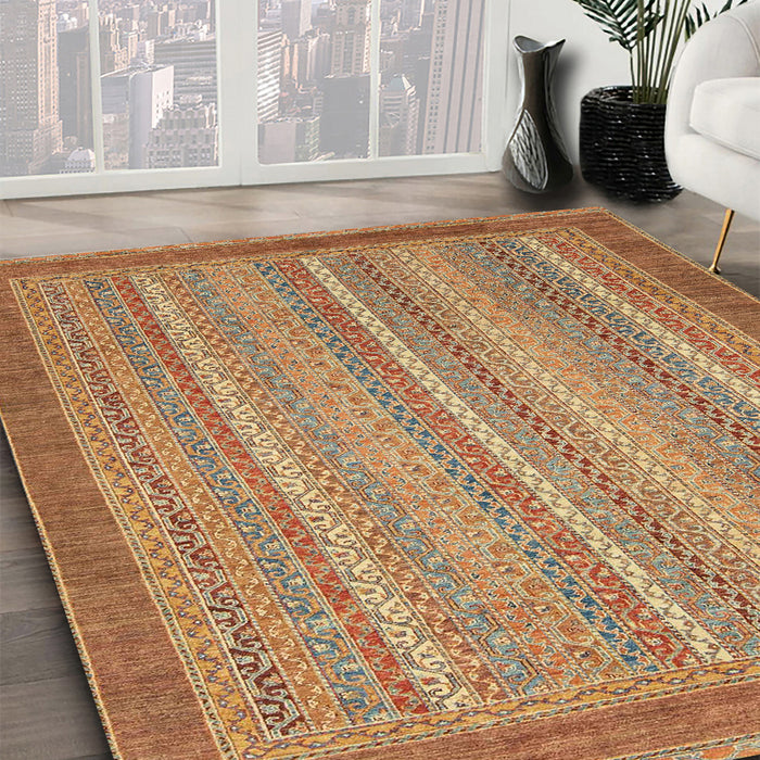 Abstract Red Modern Rug in Family Room, abs2704