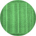 Round Abstract Emerald Green Modern Rug, abs2704emgrn