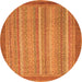 Round Machine Washable Abstract Orange Modern Area Rugs, wshabs2704org