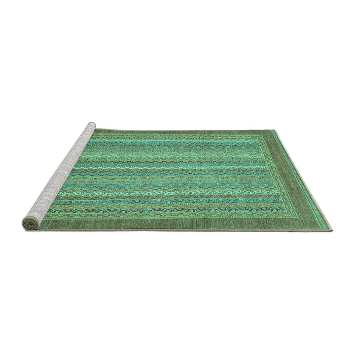 Sideview of Machine Washable Abstract Turquoise Modern Area Rugs, wshabs2704turq
