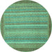 Round Abstract Turquoise Modern Rug, abs2704turq