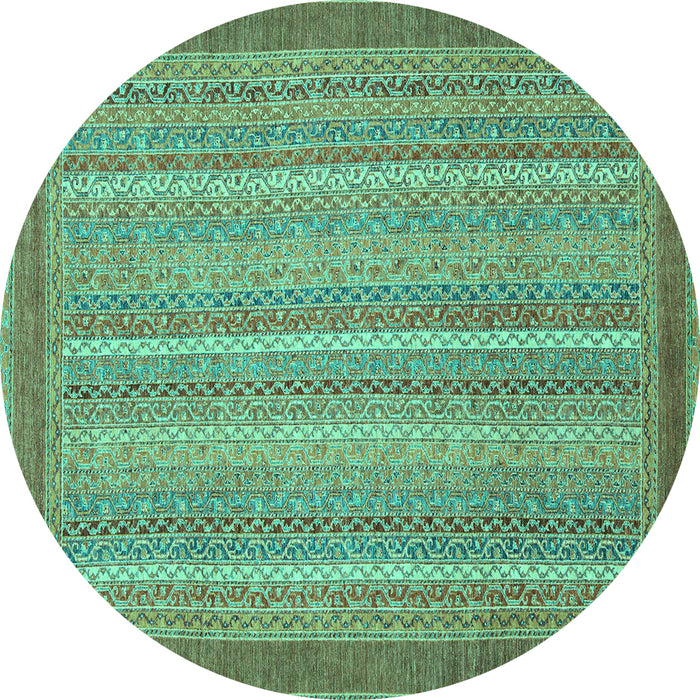 Round Machine Washable Abstract Turquoise Modern Area Rugs, wshabs2704turq