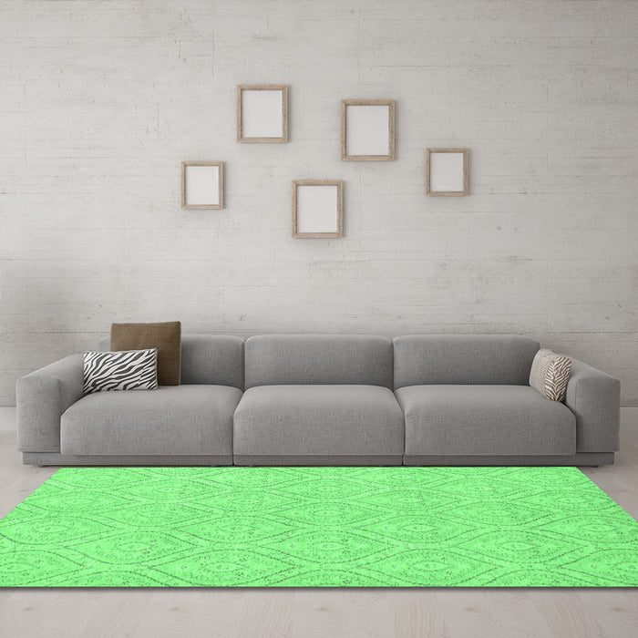 Machine Washable Abstract Emerald Green Modern Area Rugs in a Living Room,, wshabs2705emgrn