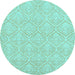 Round Abstract Light Blue Modern Rug, abs2705lblu