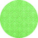 Round Machine Washable Abstract Green Modern Area Rugs, wshabs2705grn