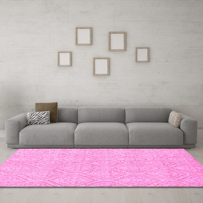 Machine Washable Abstract Pink Modern Rug in a Living Room, wshabs2705pnk