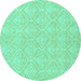 Round Machine Washable Abstract Turquoise Modern Area Rugs, wshabs2705turq