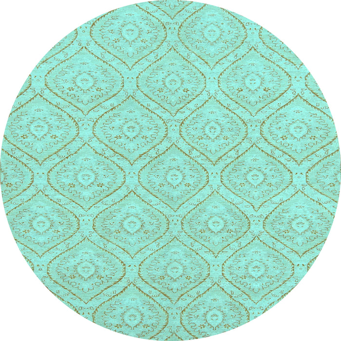 Round Machine Washable Abstract Light Blue Modern Rug, wshabs2705lblu