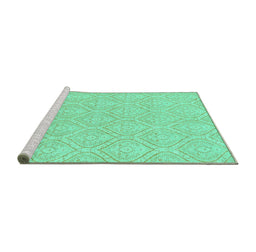 Sideview of Machine Washable Abstract Turquoise Modern Area Rugs, wshabs2705turq