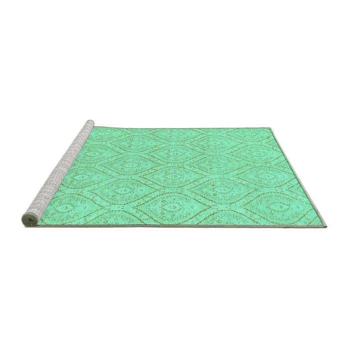 Sideview of Machine Washable Abstract Turquoise Modern Area Rugs, wshabs2705turq