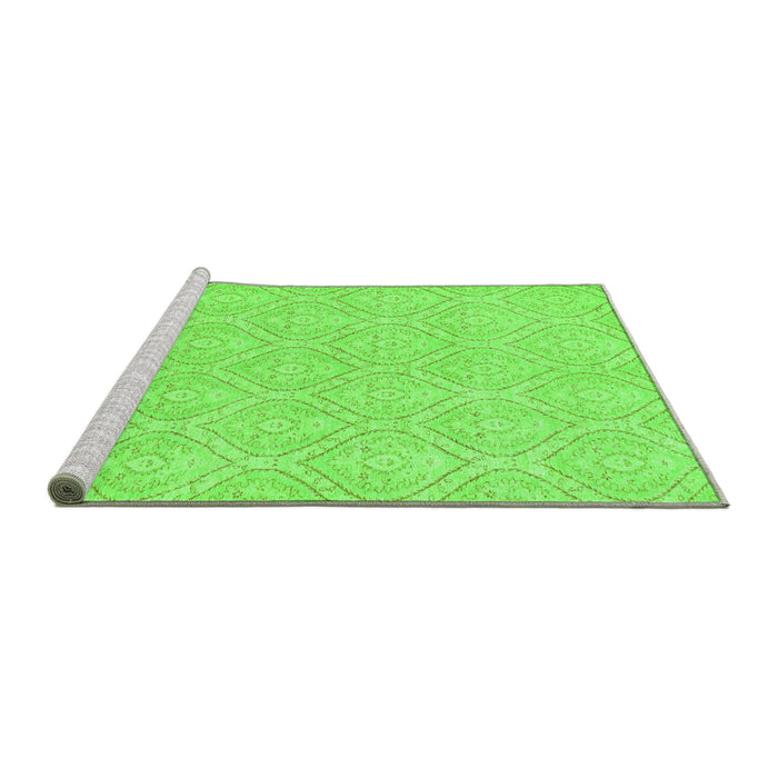 Sideview of Machine Washable Abstract Green Modern Area Rugs, wshabs2705grn