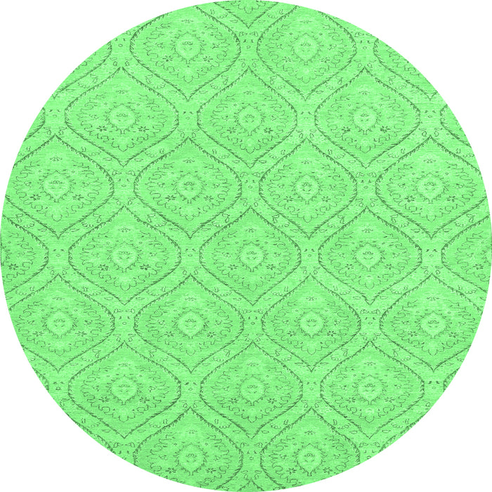 Round Abstract Emerald Green Modern Rug, abs2705emgrn