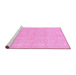 Sideview of Machine Washable Abstract Pink Modern Rug, wshabs2705pnk