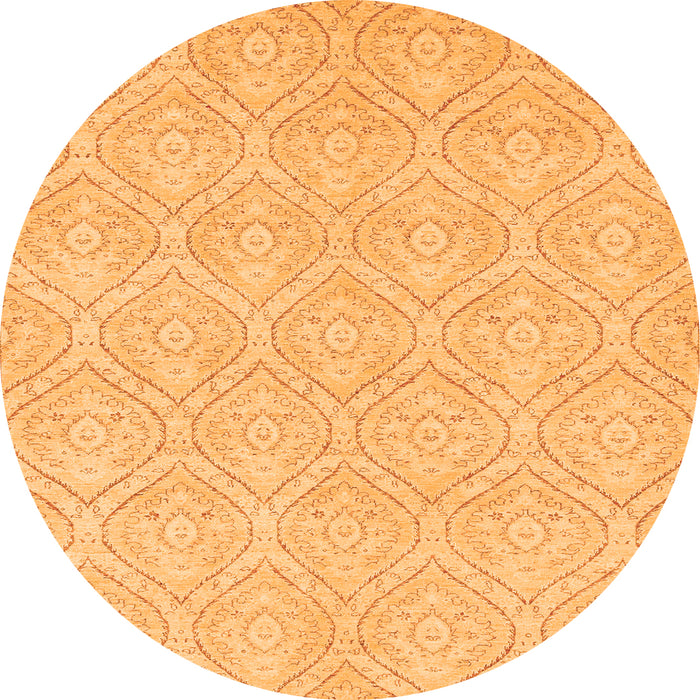 Round Machine Washable Abstract Orange Modern Area Rugs, wshabs2705org