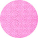 Round Machine Washable Abstract Pink Modern Rug, wshabs2705pnk